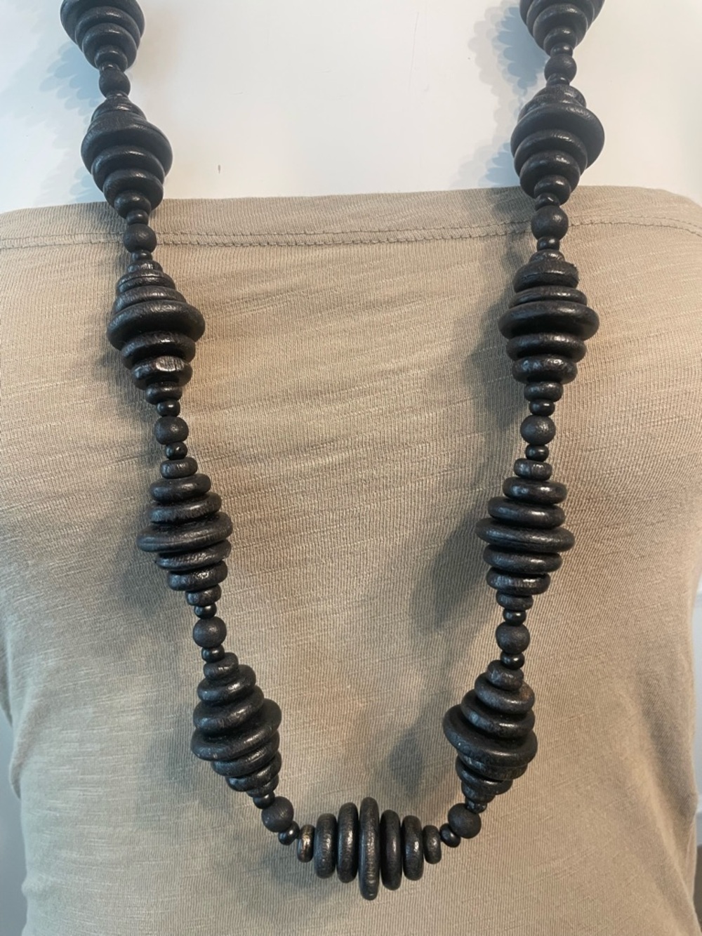 Black Statement Stacked Beaded Necklace - Picture 4 of 5